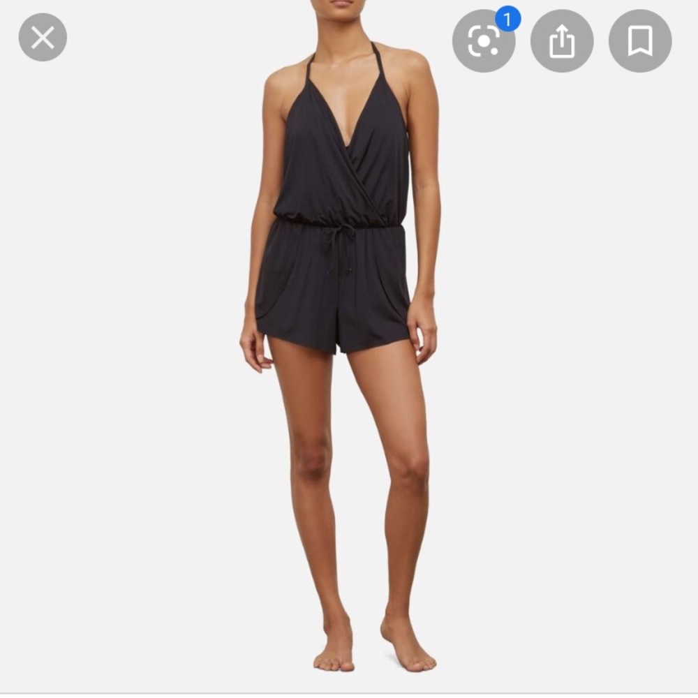 Black Romper One piece Swimsuit with Halter tie